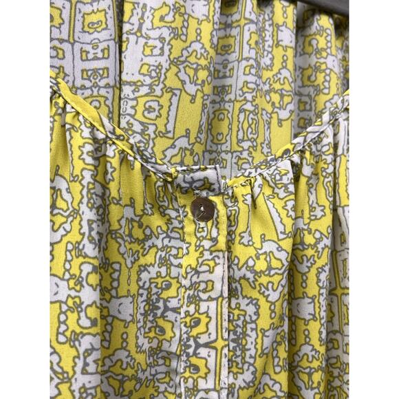 Notations Woman Top Womens 1X Yellow Gray Tie Button front Crochet‎ accents - Picture 5 of 8